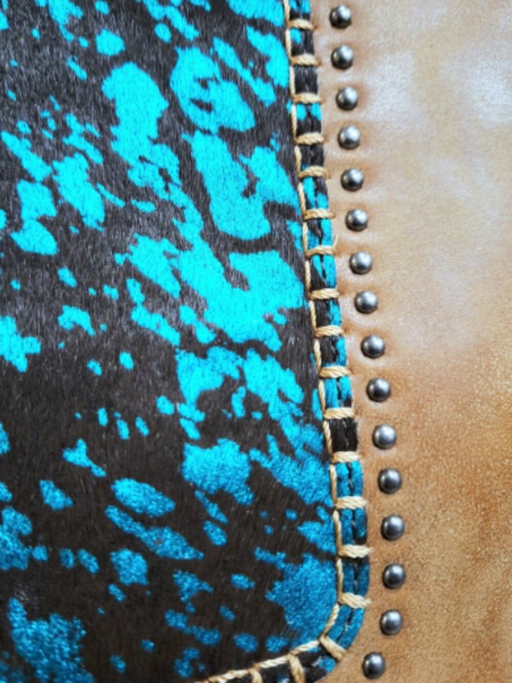 Women's Trinity Ranch Montana West Turquoise Khaki Hair On Bag - Picture 2 of 8